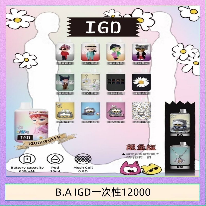 B.A IGD一次性12000 B.A IGD12000口 電子煙