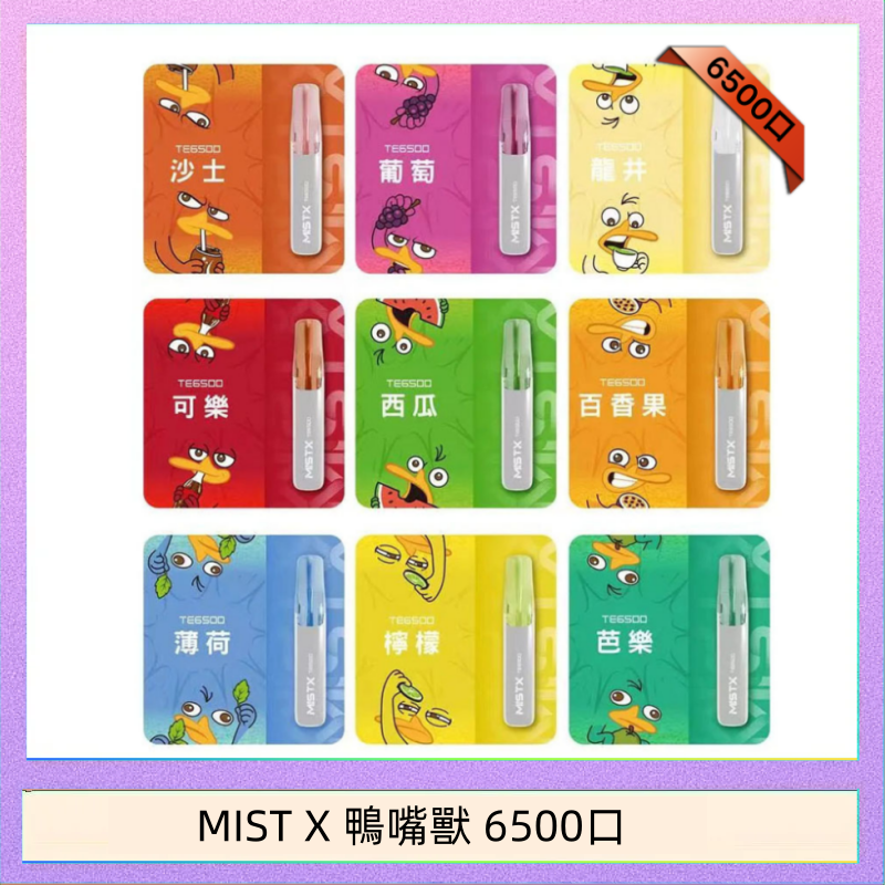 MIST X 鴨嘴獸 6500口 MIST X 鴨嘴獸 6500口一次性拋棄式電子煙|陶瓷芯更穩定